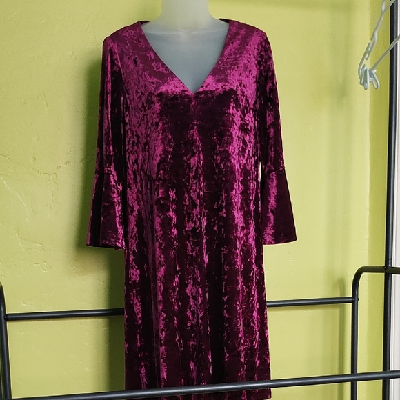 Eliza J Dress In Raspberry Velvet - Picture 1 of 8